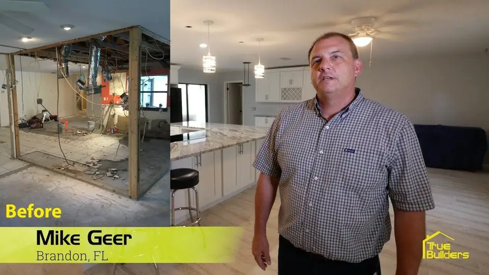 Kitchen remodel with new cabinets and countertops by True Builders, the work we do for Winter Haven FL homeowners